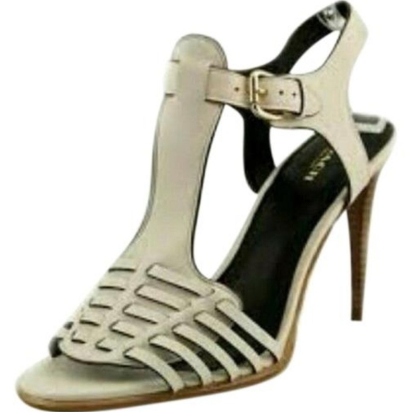 COACH 'Izzy' Genuine Leather Heeled Sandal in Chalk Sz 7B - Picture 6 of 14